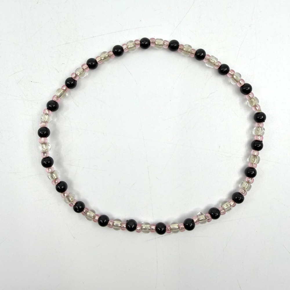 Bead Seed Bead Necklace Black Pink Clear Boho Festival Layering Gift Minimalist